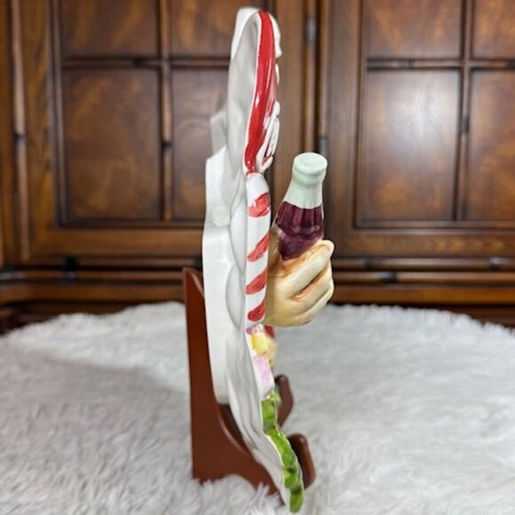 Vintage Coca-Cola Hand Painted Ceramic Holly Santa Plate Platter - Picture 7 of 15